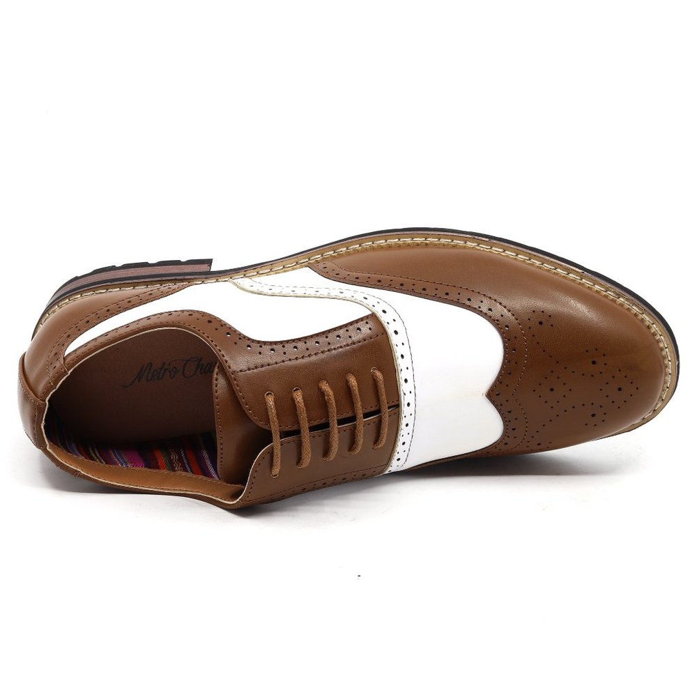 Metrocharm Tan Brown / White Men's Lace Up Oxford Shoe - Picture 5 of 6